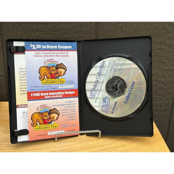 Dakota Collectibles Embroidery Club Coffee Craze CD 20 Designs Sewing Patterns - Picture 4 of 4